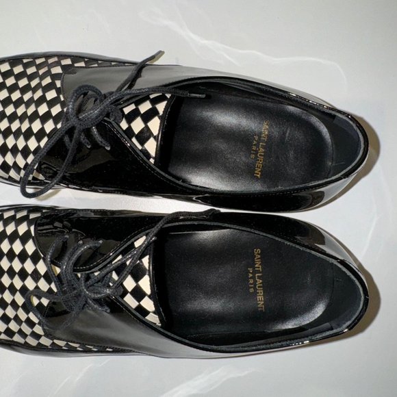 Saint Laurent Checkerboard Derby Shoes in Black - Picture 5 of 7